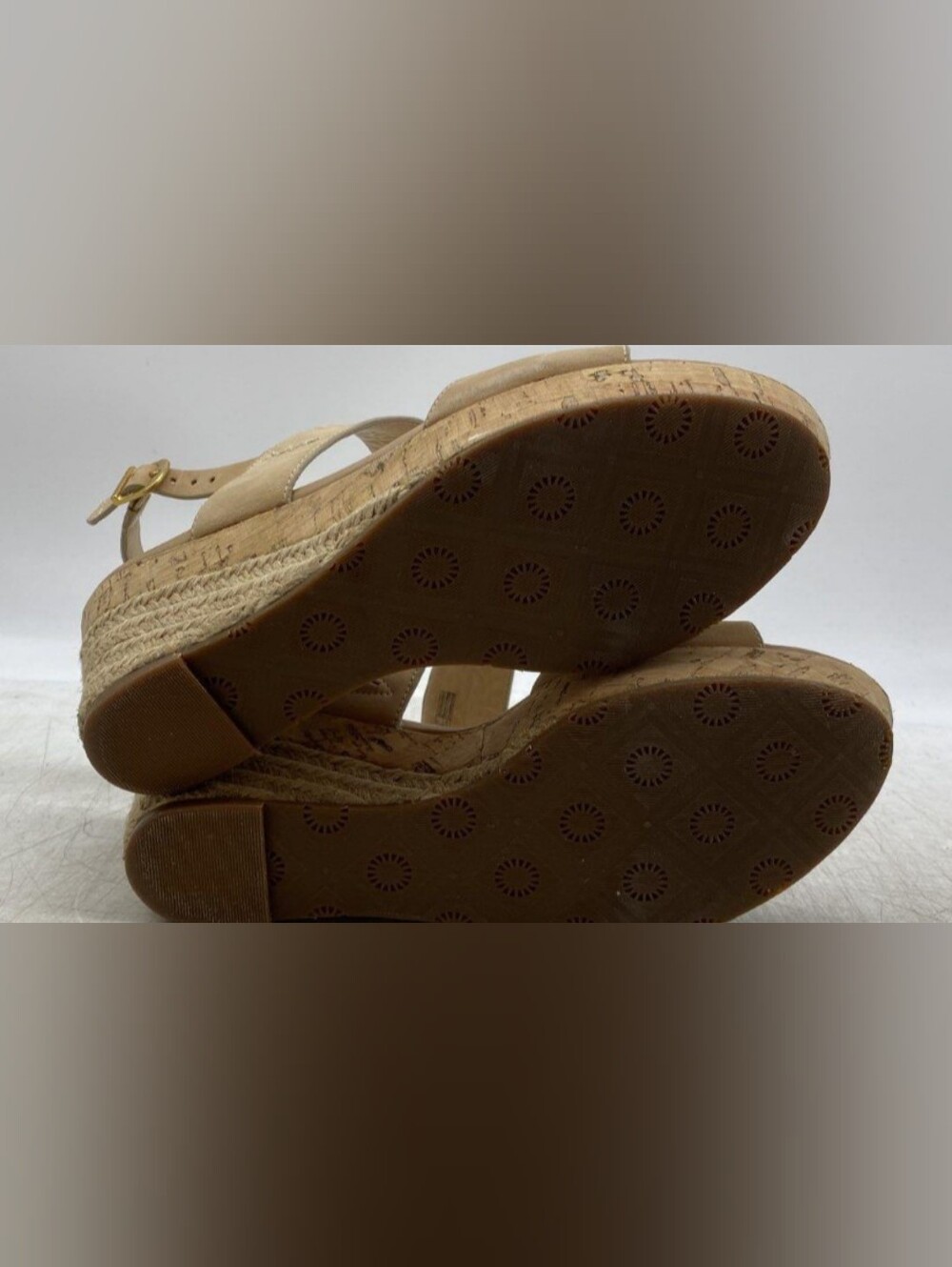 UGG Elena Nubuck Leather Slingback Platform Wedge Sandals Size 9 Used Exc - Picture 6 of 9